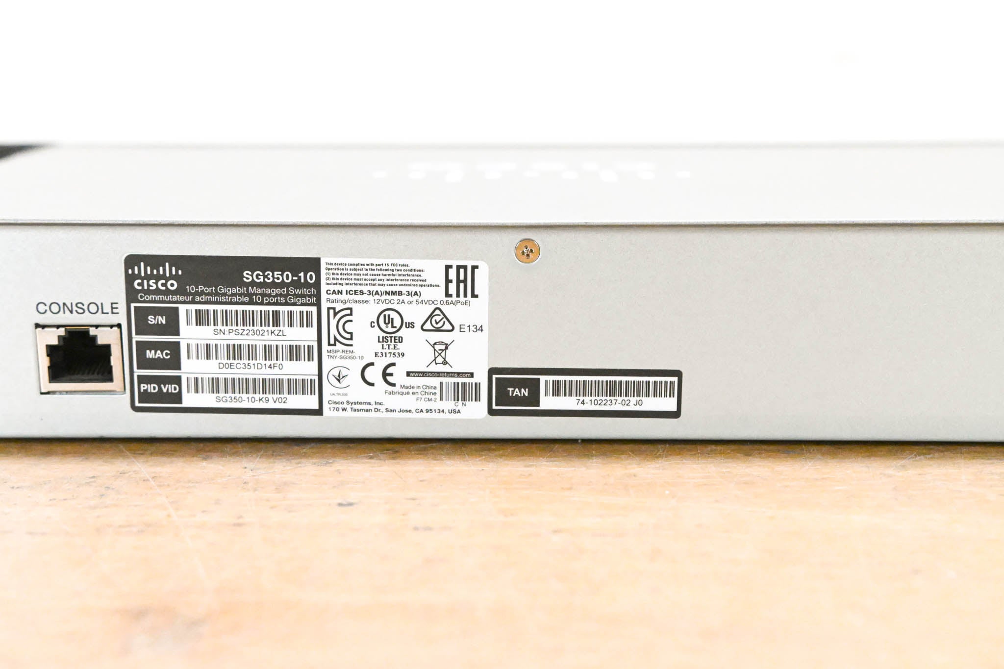 Cisco SG350-10 10-Port Gigabit Managed Switch (NO POWER SUPPLY)