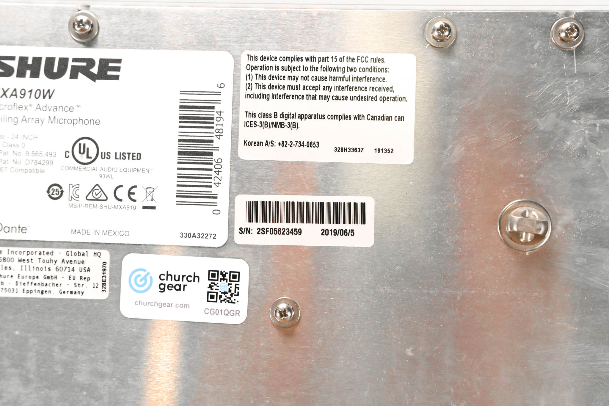 Shure MXA910W Ceiling Array Microphone
