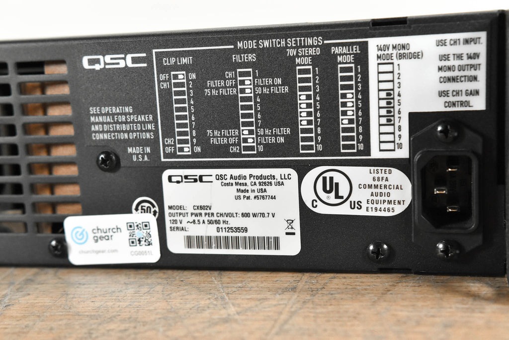 QSC CX602V 2-Channel 70V Power Amplifier