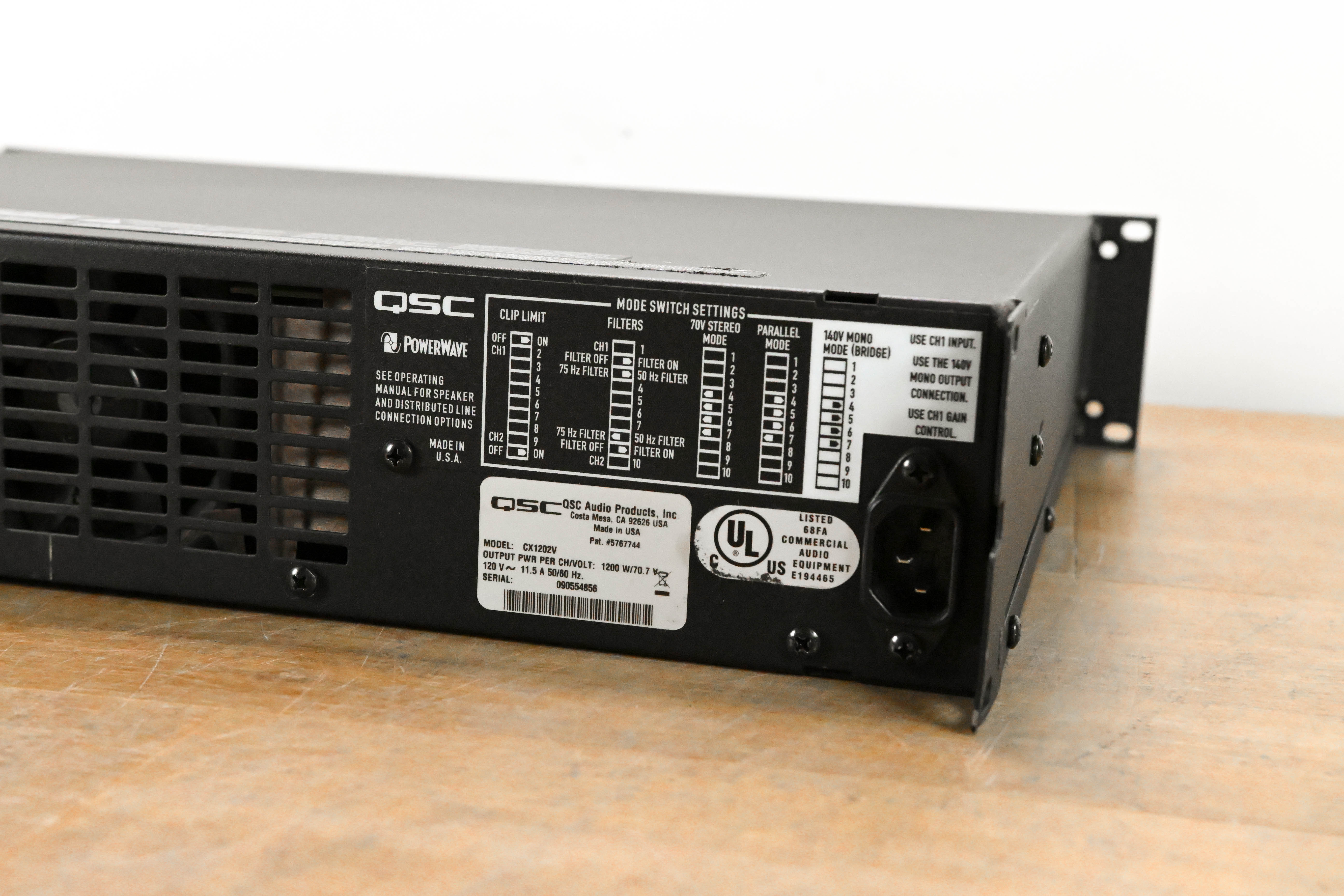 QSC CX1202V 1200W 70V 2-Channel Power Amplifier