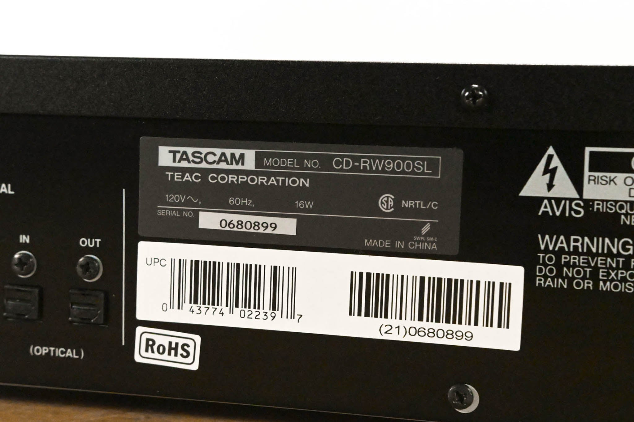 TASCAM CD-RW900SL CD Rewritable Recorder