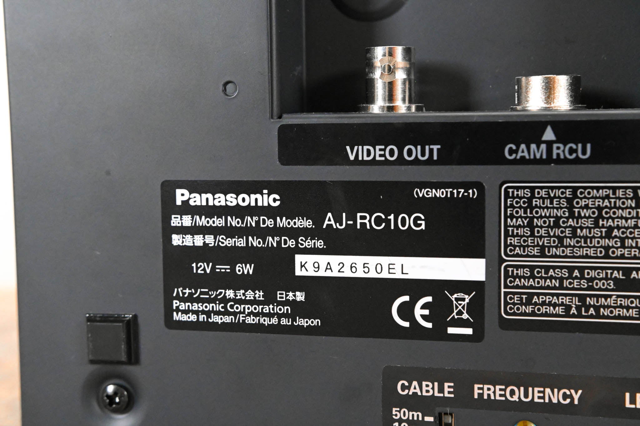 Panasonic AJ-RC10G Remote Control Unit