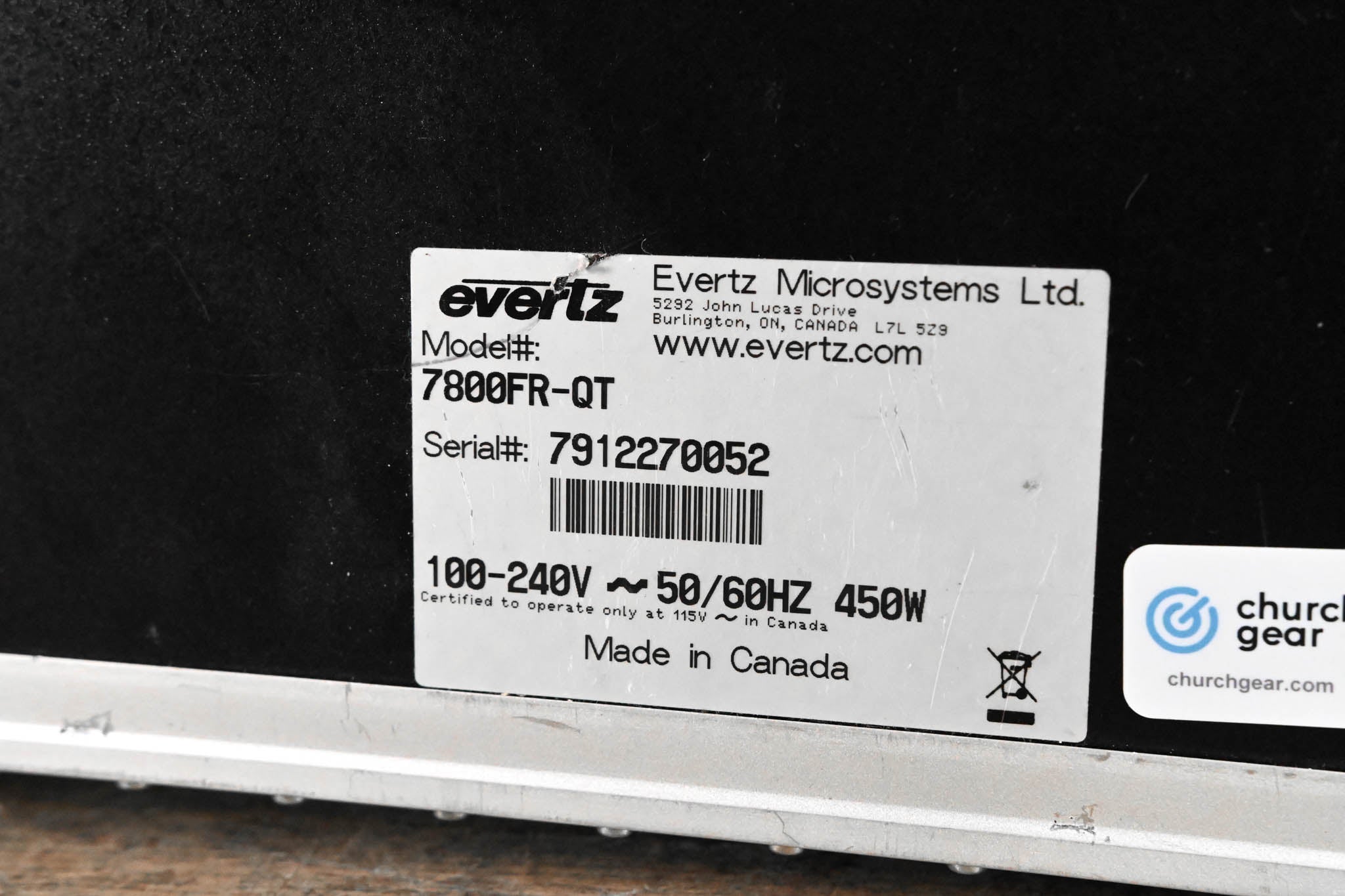 Evertz 7800FR-QT 3U Rack-Mountable Quiet Multiframe