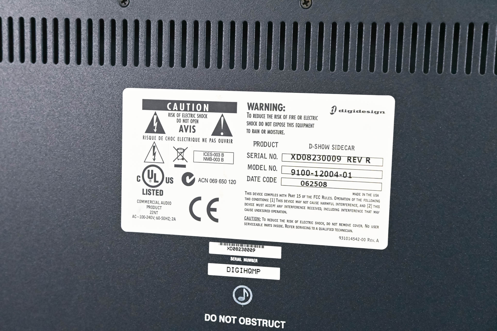 Digidesign D-Show Sidecar Extension Console