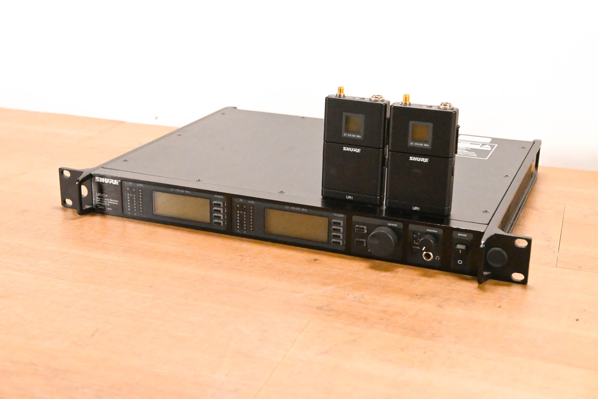 Shure UR4D+ Dual Wireless Receiver with two UR1 Bodypacks - G1 Band