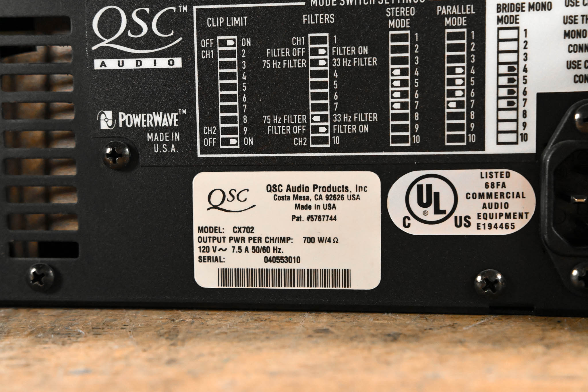 QSC CX702 2-Channel 700W Power Amplifier