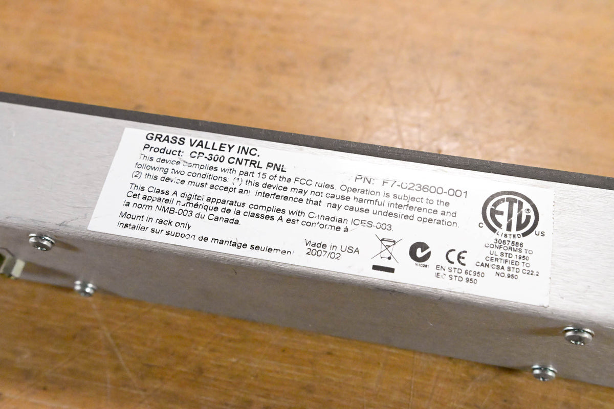 Grass Valley Jupiter CP-300 24x1 Router Control Panel (NO POWER SUPPLY)