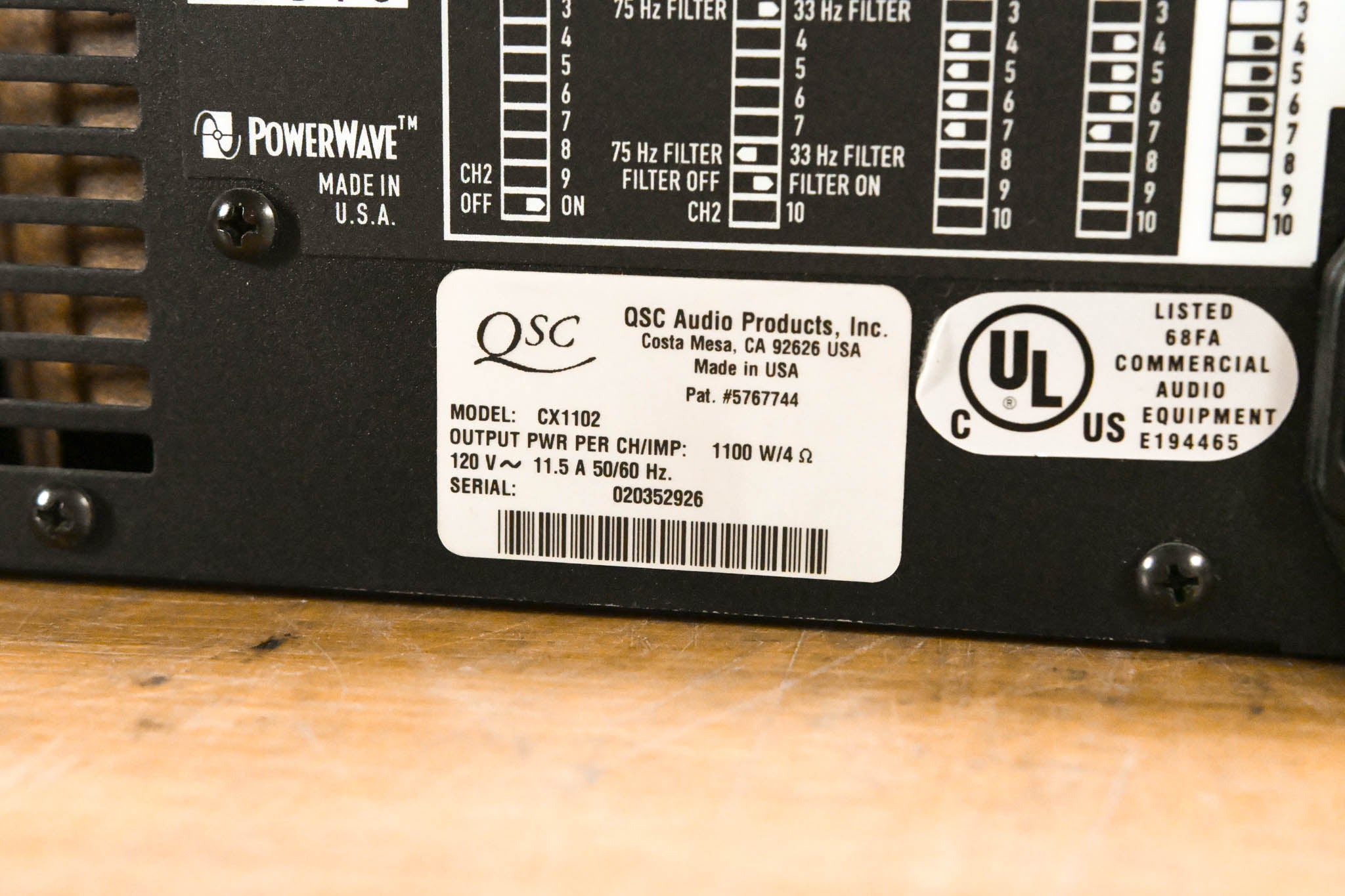 QSC CX1102 700W 2-Channel Power Amplifier