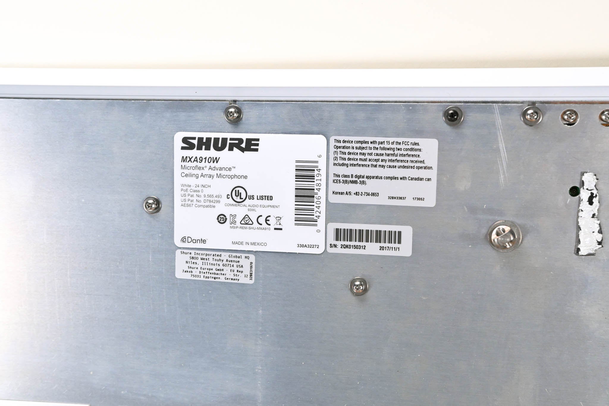 Shure MXA910W Ceiling Array Microphone