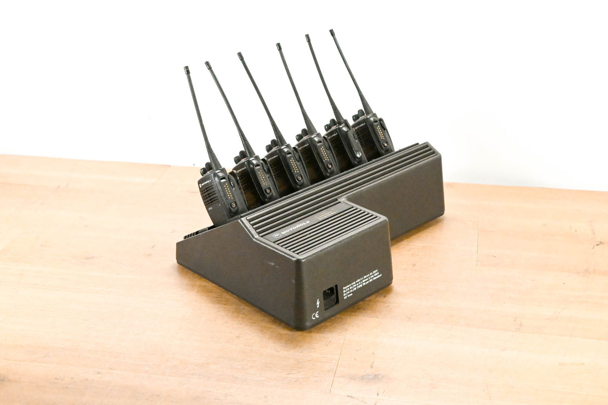 Motorola HT750 Portable Radio (Pack of 6) with 6-Bay Charging Station
