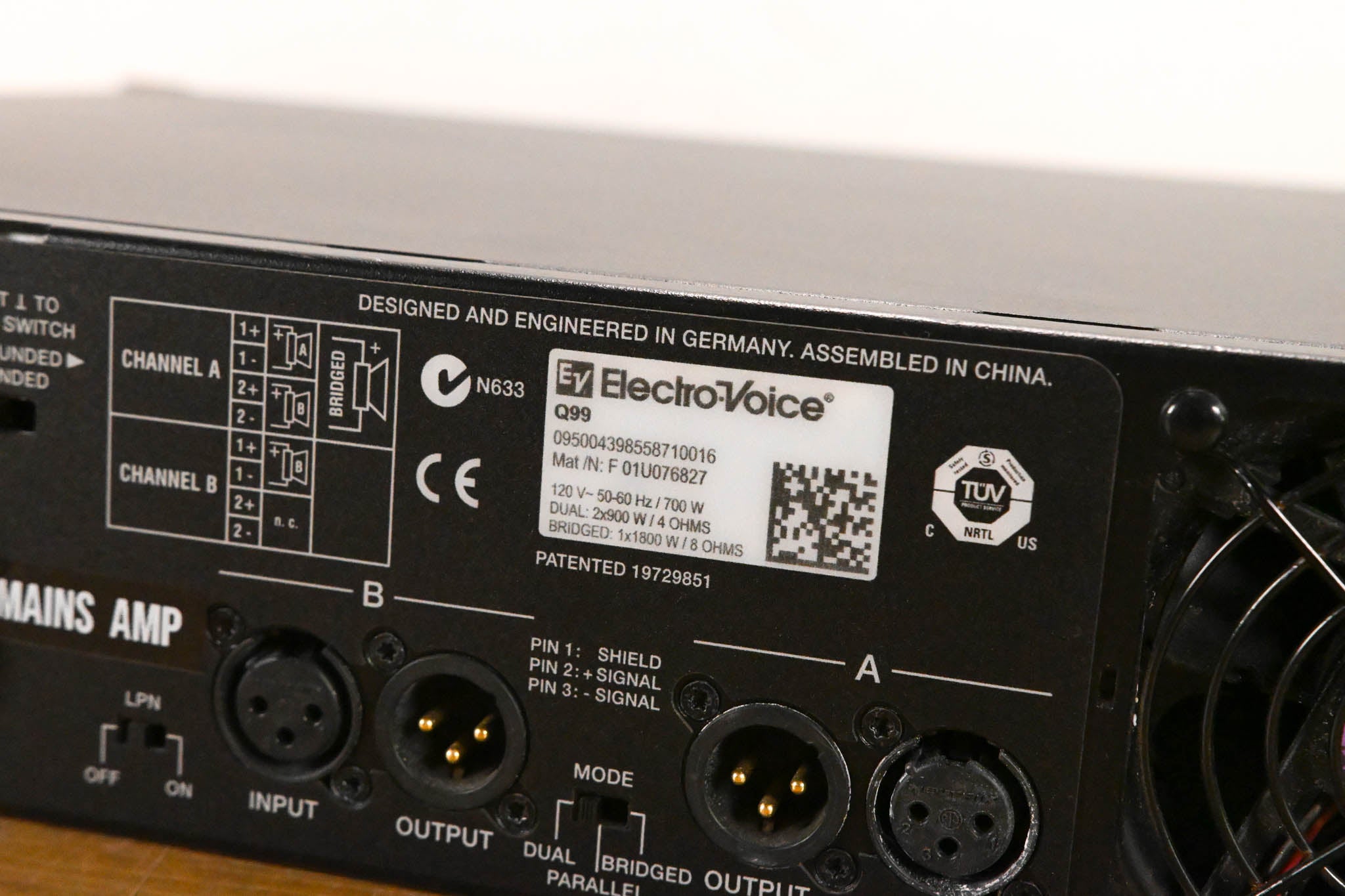 Electro-Voice (EV) Q99 2-Channel Class-H Power Amp 1250W/Ch at 2 Ohms