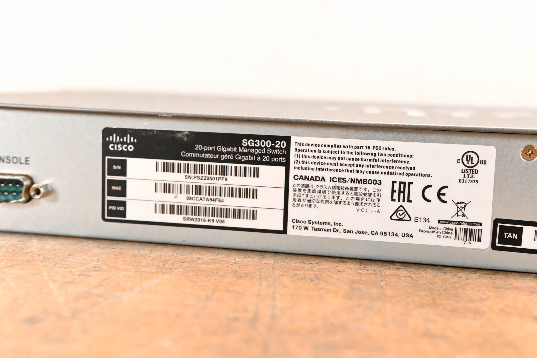 Cisco SG300-20 20-Port Gigabit Managed Switch