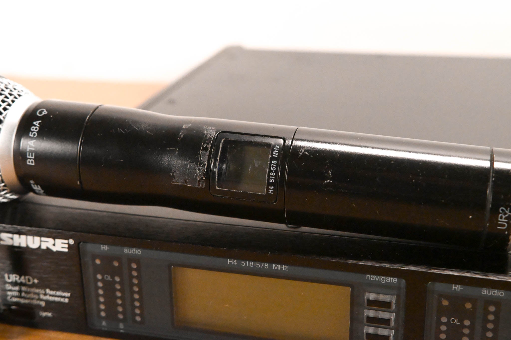 Shure UR4D+ Wireless Receiver w/UR1 Bodypack & UR2/BETA58A Mic - H4 Band