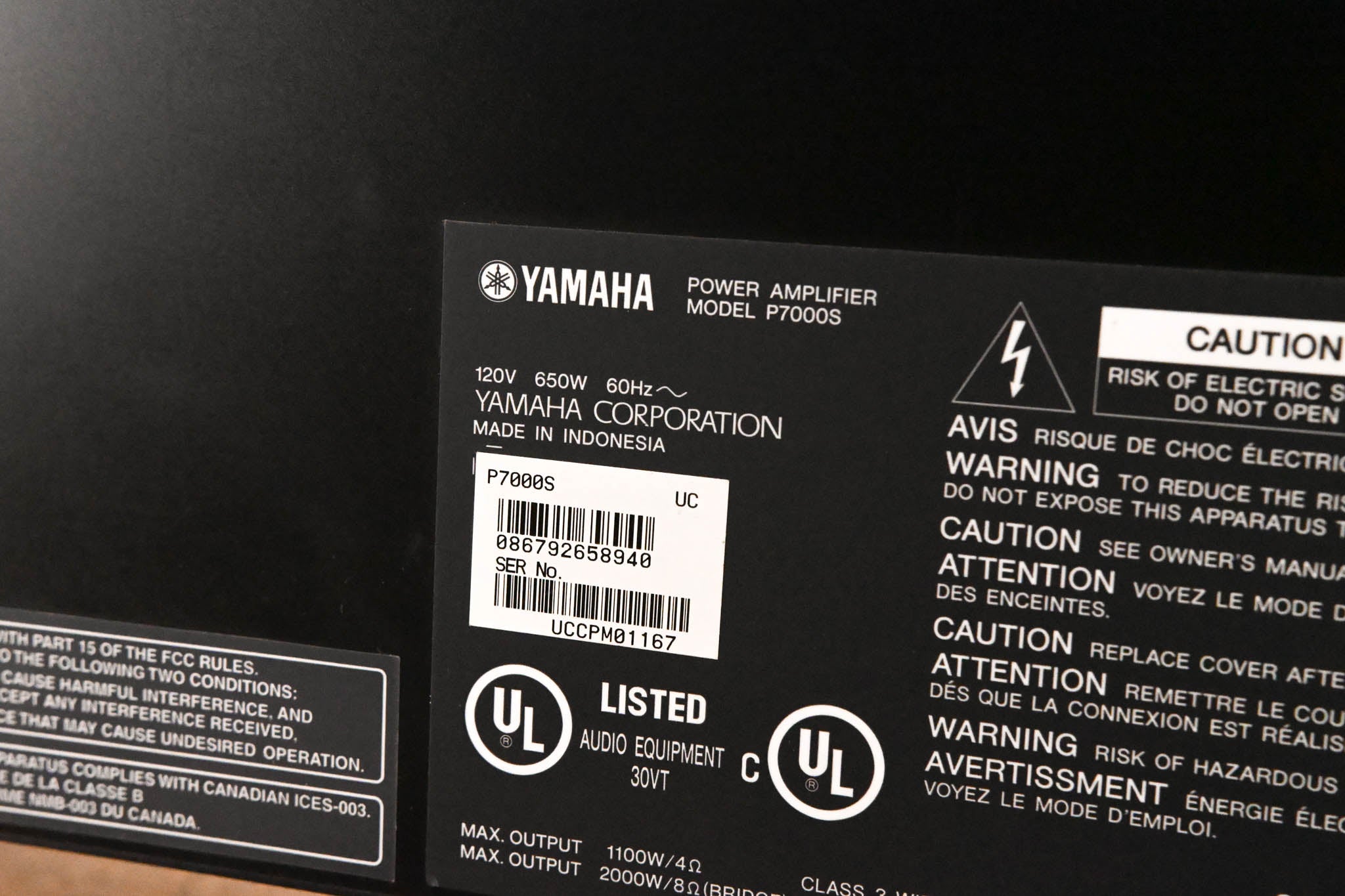 Yamaha P7000S 2-Channel Power Amplifier