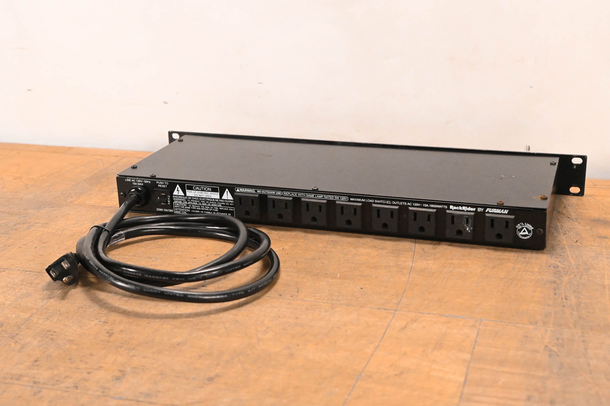 Furman RackRider RR-15PLUS 1RU Power Conditioner w/ Lights + V-Meter