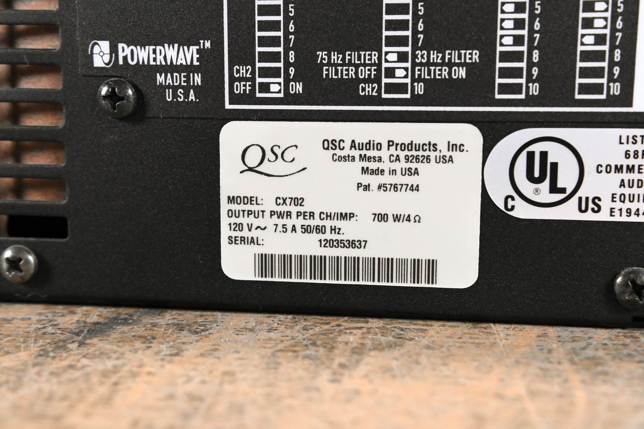 QSC CX702 2-Channel 700W Power Amplifier