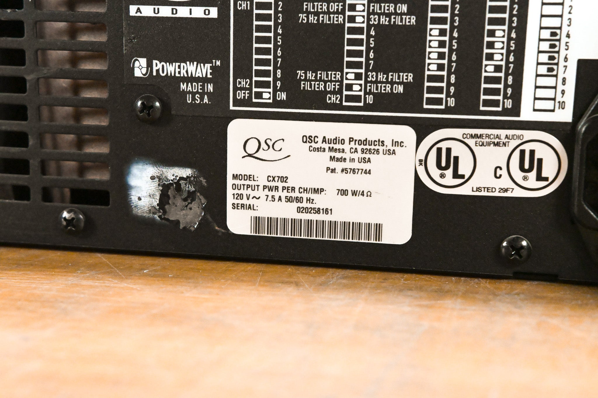 QSC CX702 2-Channel 700W Power Amplifier