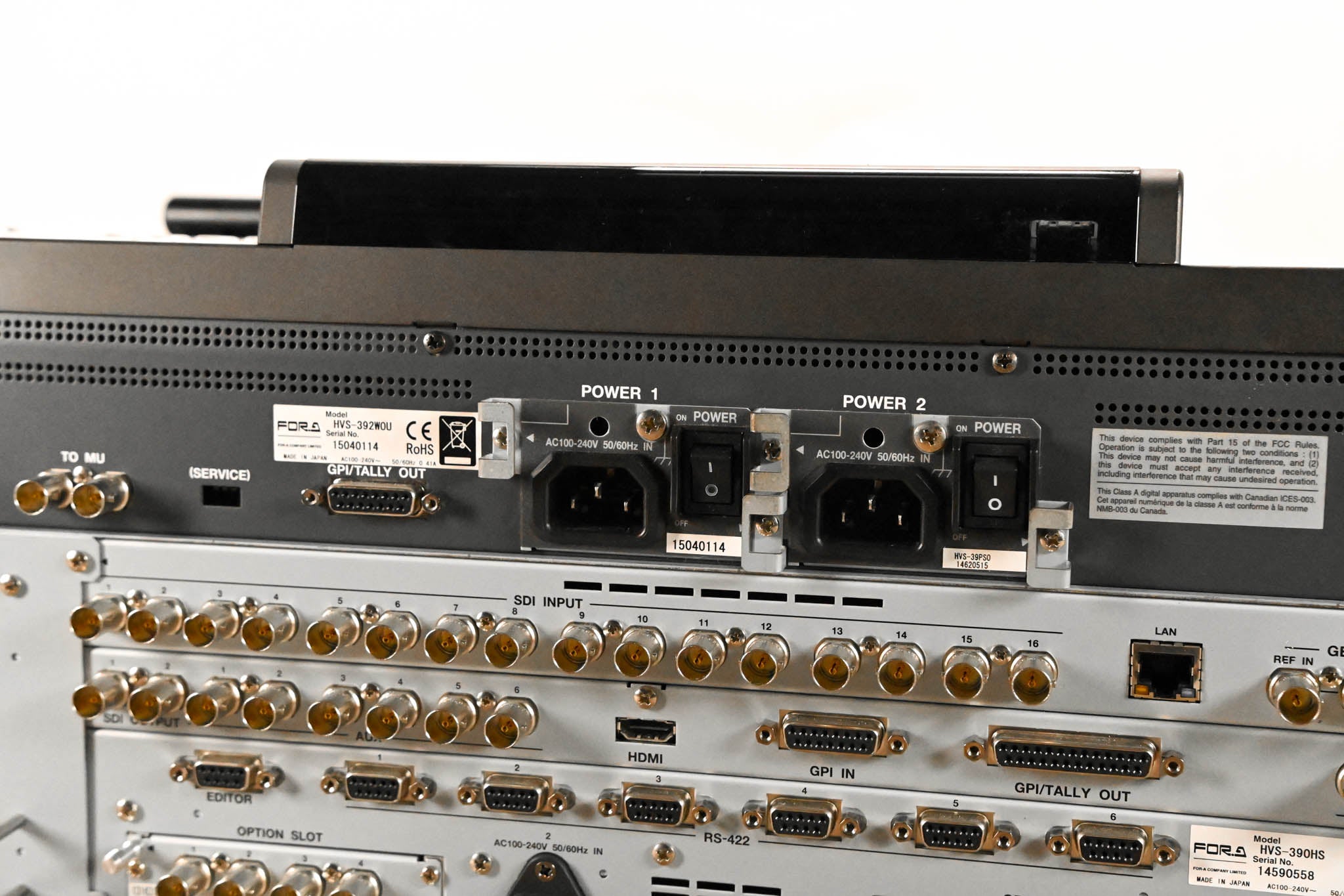 For.A HVS-390HS 2 M/E Video Switcher with HVS-392WOU Control Surface