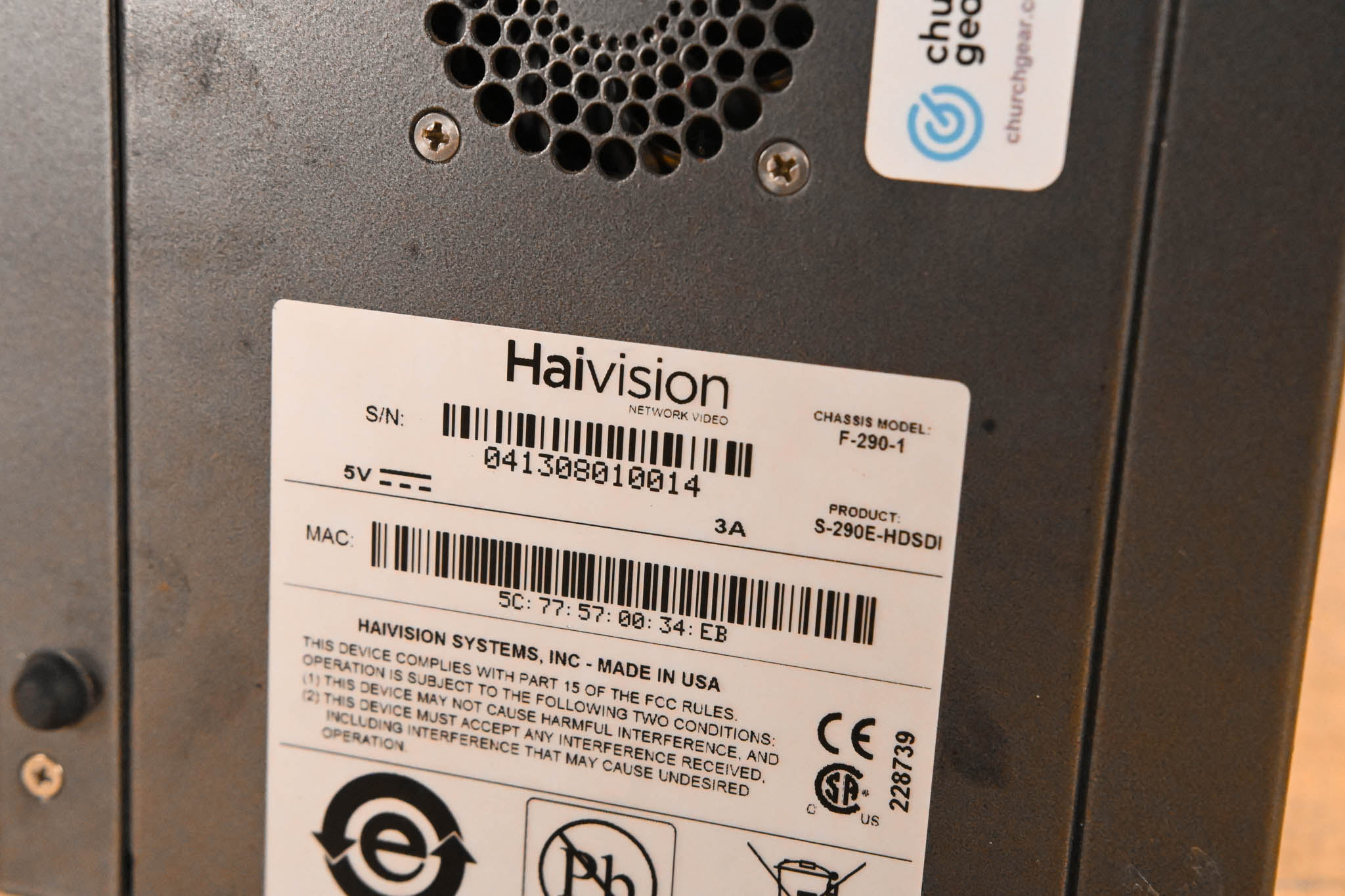 HaiVision S-290E-HDSDI Makito 3G-SDI Encoder Appliance (NO POWER SUPPLY)