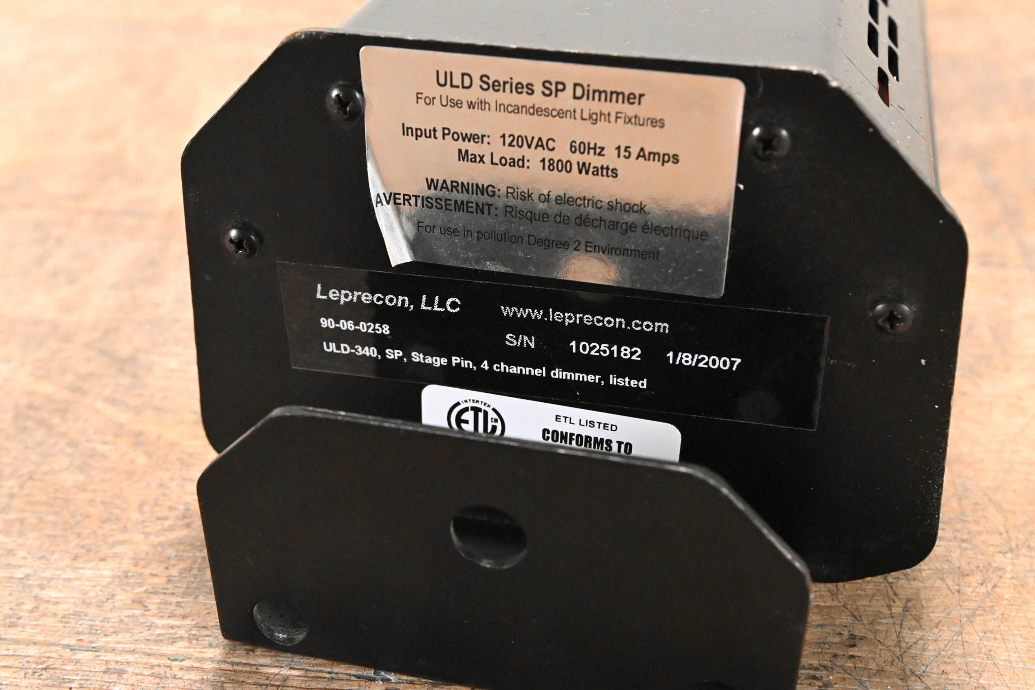 Leprecon ULD-340 4-Channel 15A Tree Mount Dimmer with Stage Pin Output