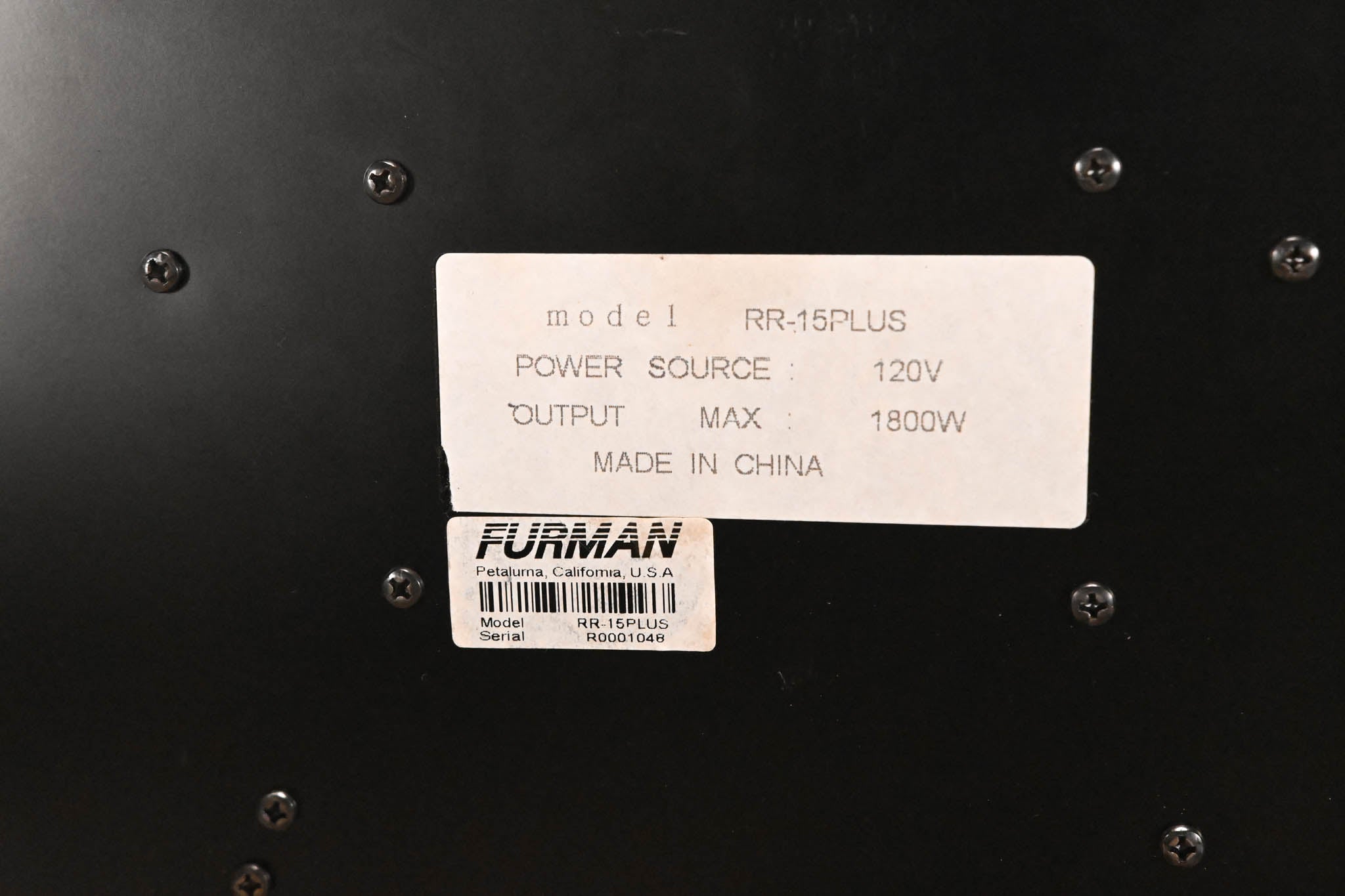 Furman RackRider RR-15PLUS 1RU Power Conditioner w/ Lights + V-Meter