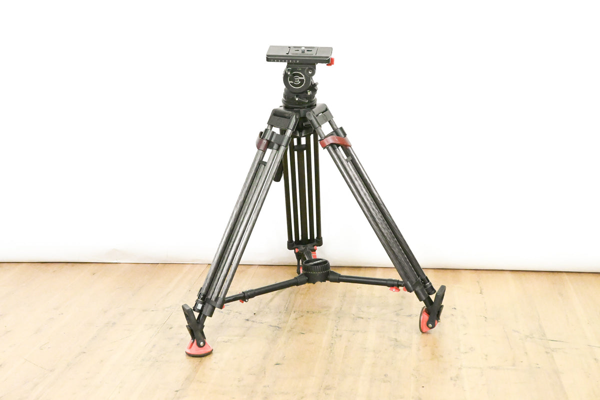 Sachtler DV-12 Fluid Head w/ Speed Lock CF Tripod & Mid-Level Spreader