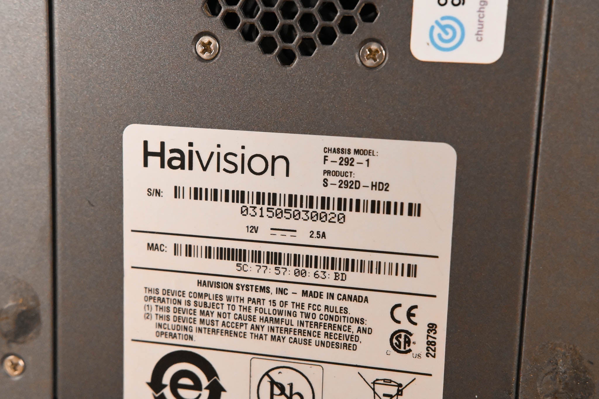 HaiVision S-292D-HD2 Makito X Dual Decoder Appliance (NO POWER SUPPLY)