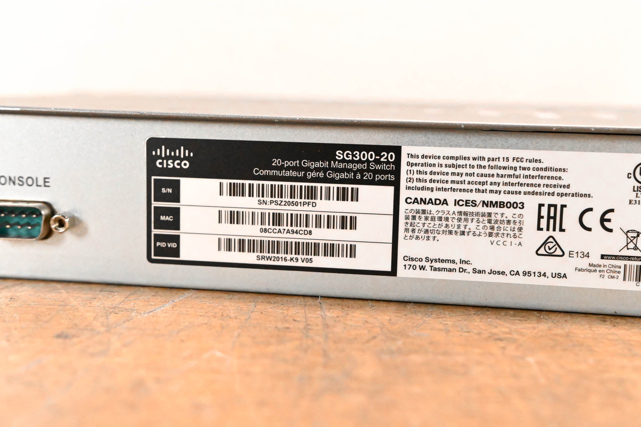 Cisco SG300-20 20-Port Gigabit Managed Switch