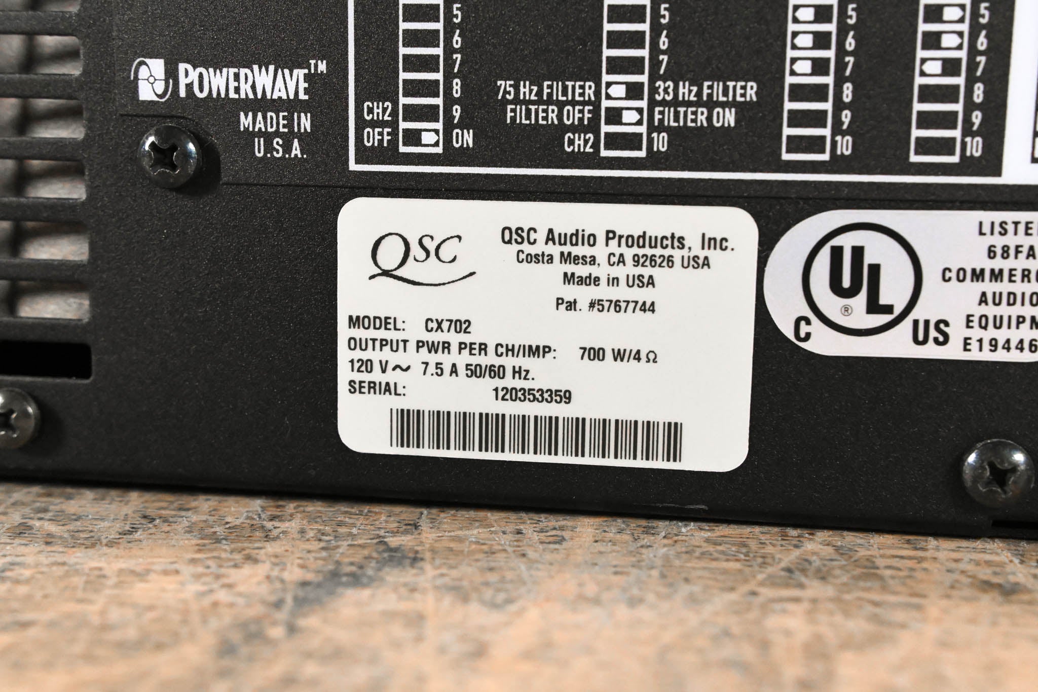 QSC CX702 2-Channel 700W Power Amplifier