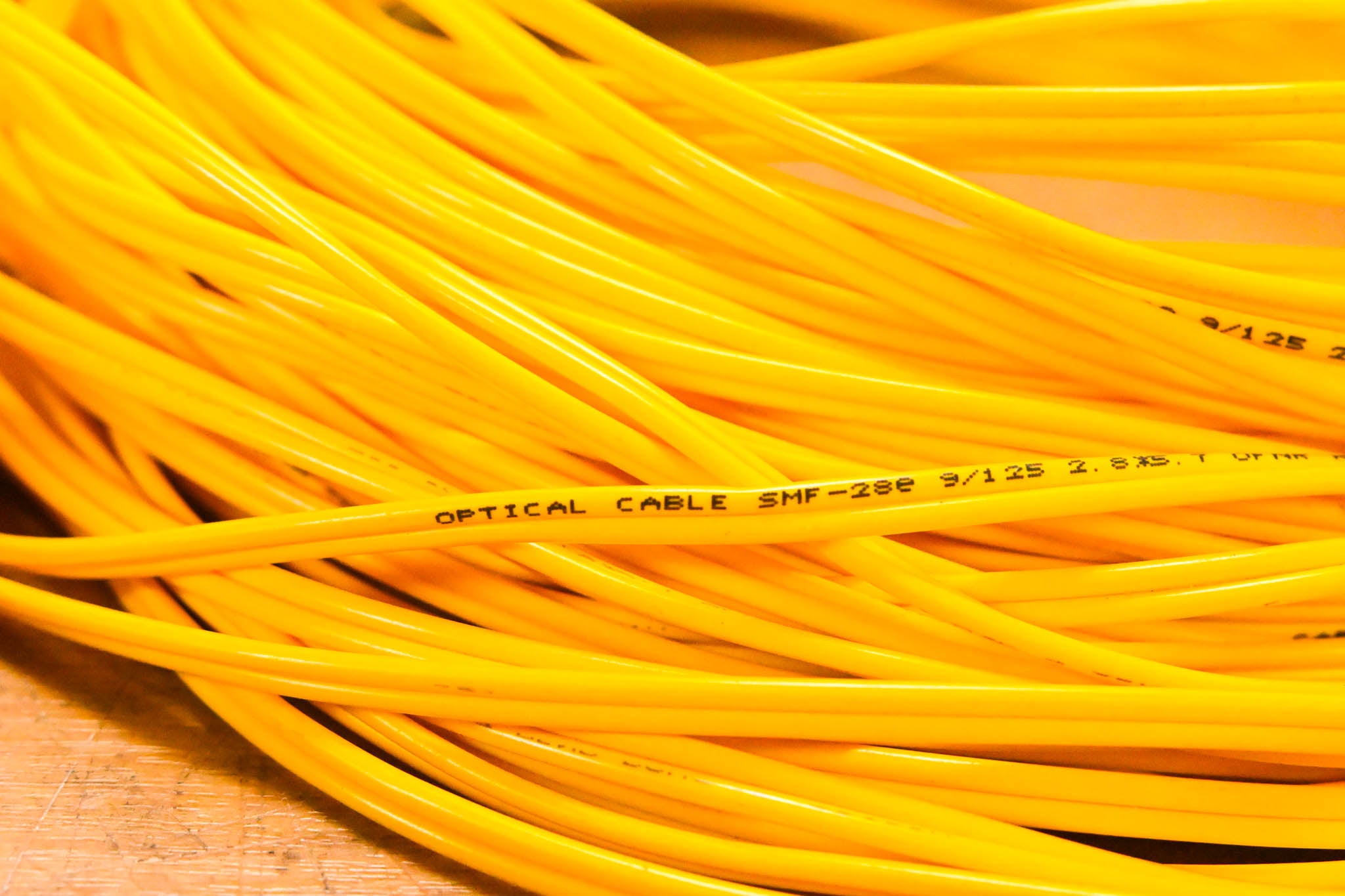 Unbranded ST-ST SMF-28e Single Mode Duplex Fiber Optic Cable - 100'