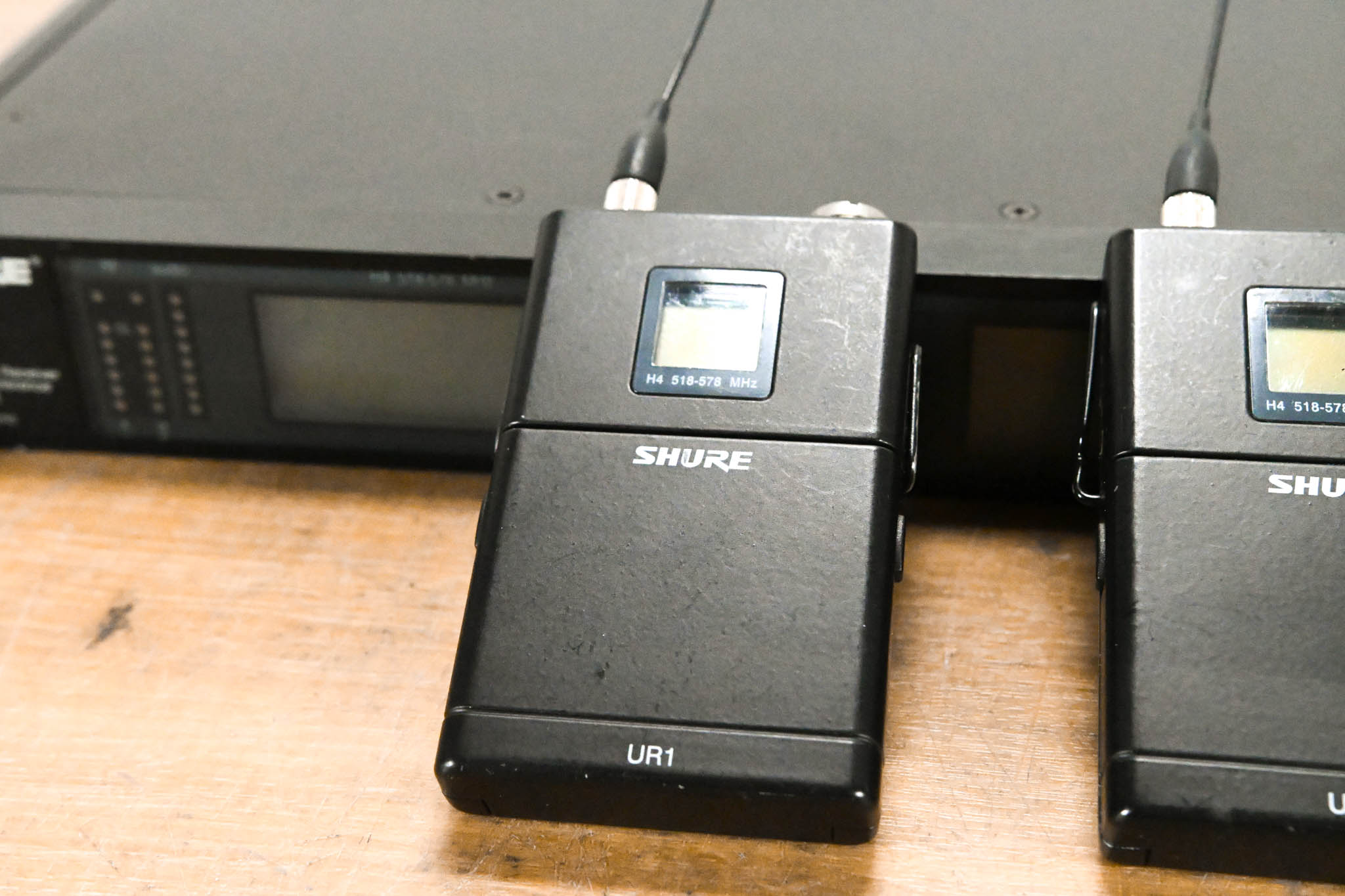 Shure UR4D Wireless Receiver w/ two UR1 Bodypack Transmitters - H4 Band