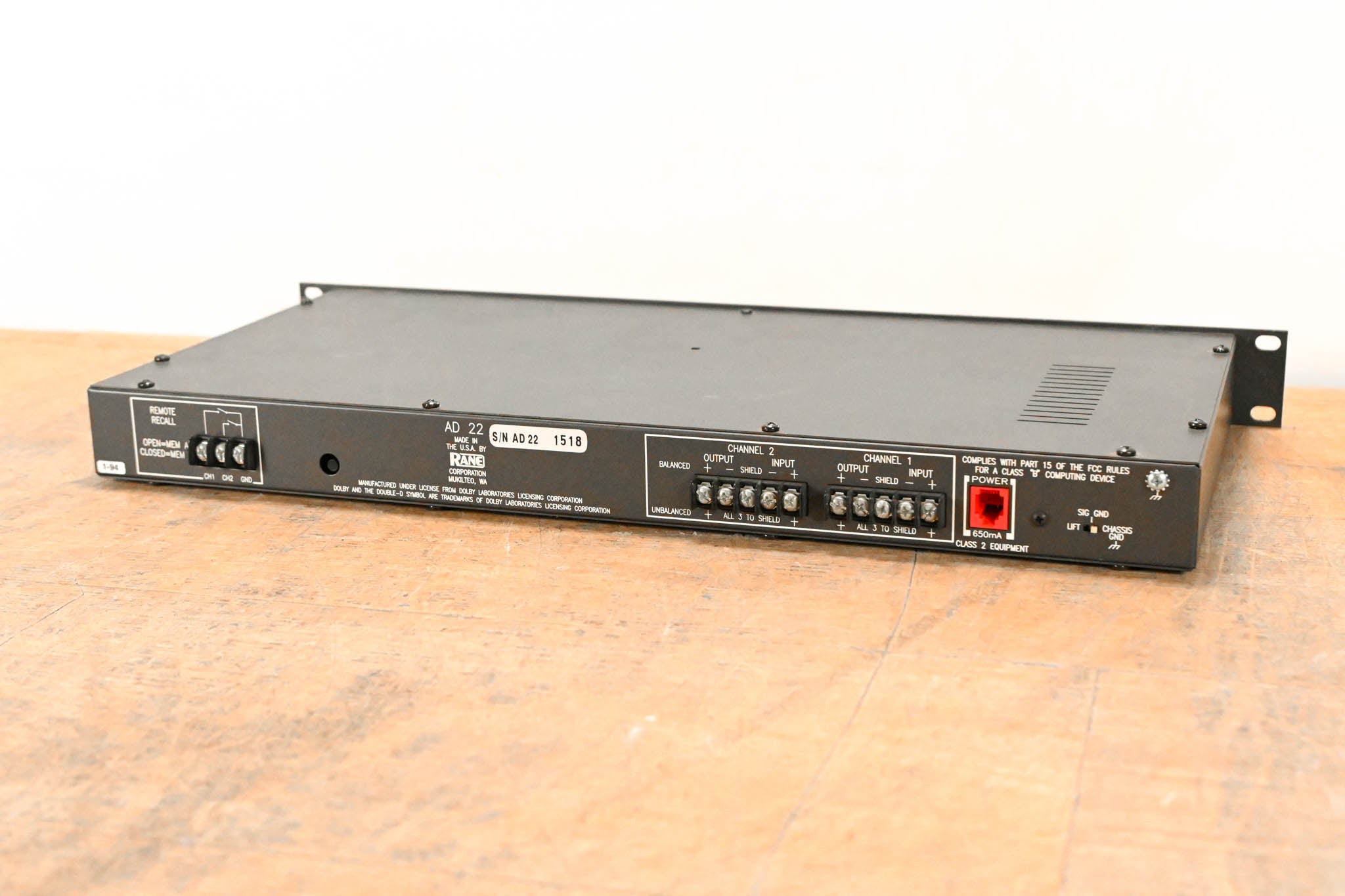 Rane AD 22 2-Channel Audio Delay Unit (NO POWER SUPPLY)