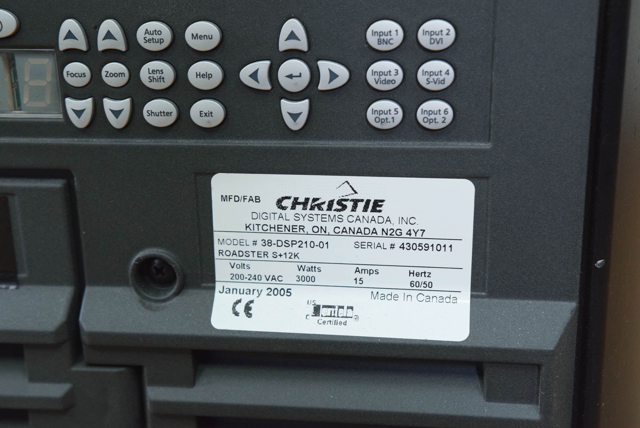 Christie Roadster S+12K 10,000 Lumen Projector (No Power Supply)