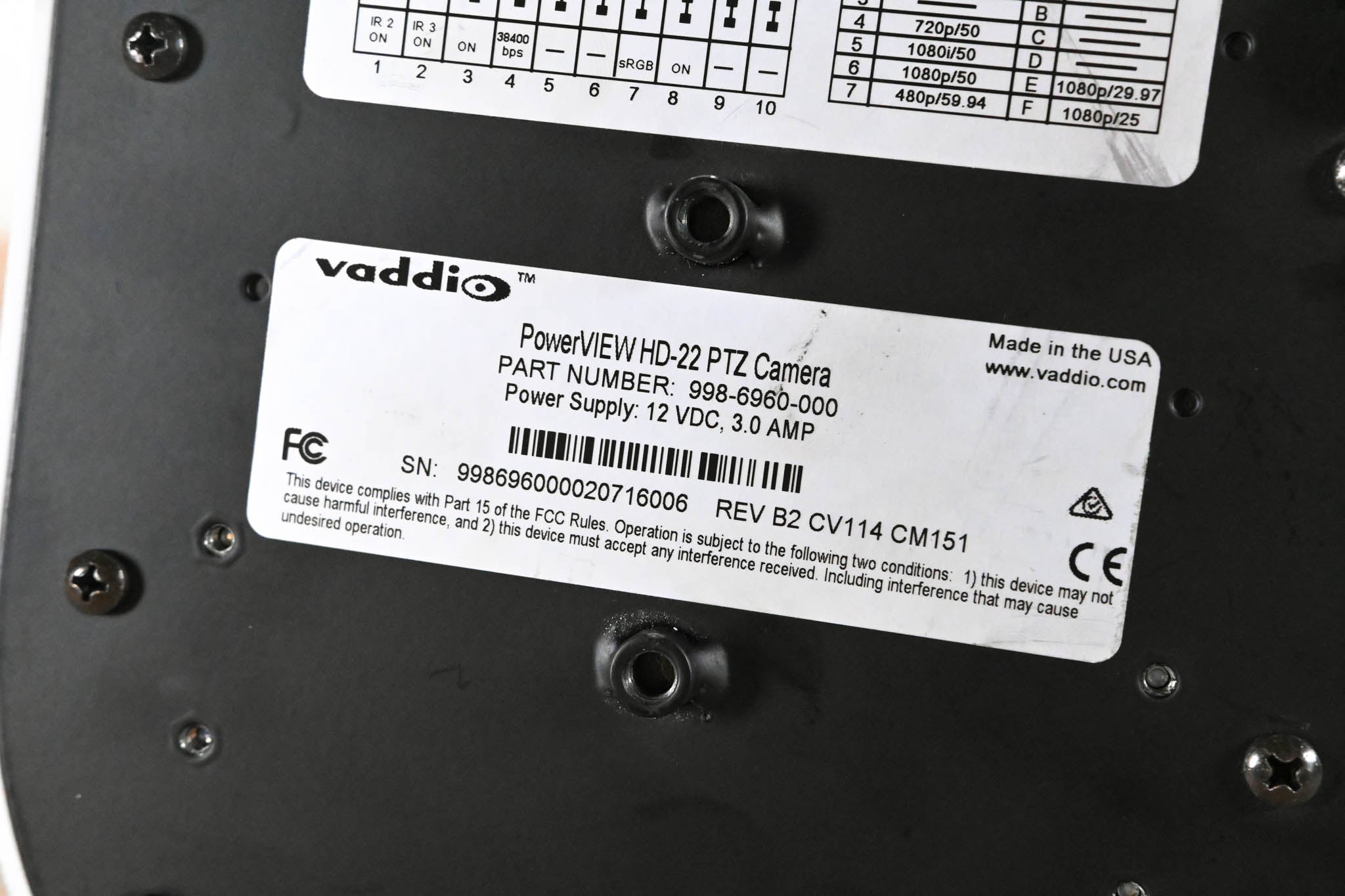 Vaddio PowerVIEW HD-22 HD Integrated Robotic PTZ Camera NO POWER SUPPLY