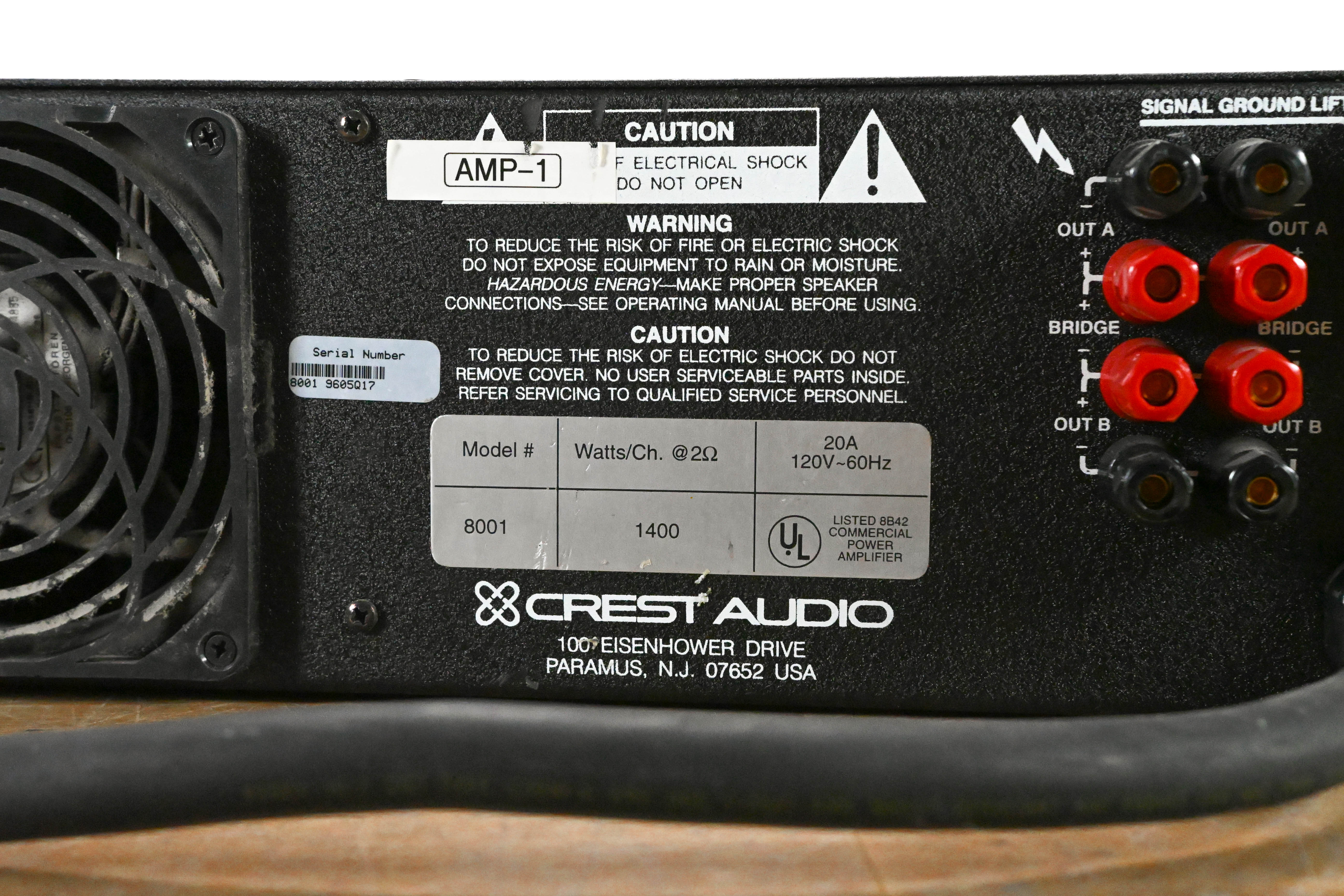 Crest Audio 8001 2-Channel Power Amplifier