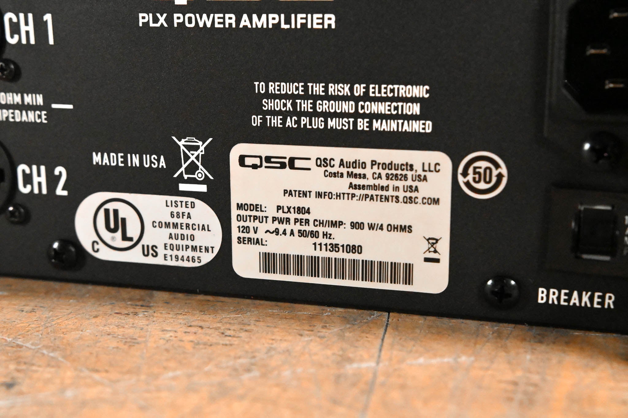 QSC PLX1804 2-Channel Power Amplifier