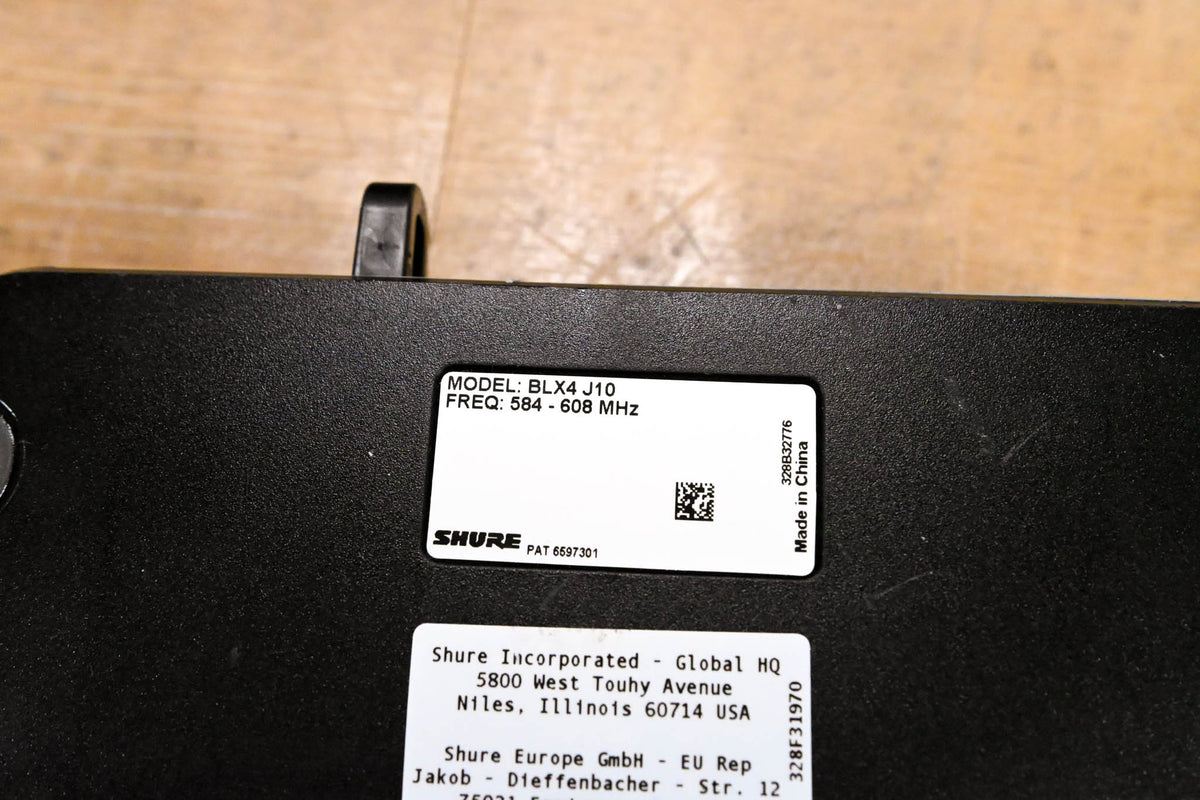 Shure BLX4 Wireless Receiver - J10 Band: 584-608MHz (NO POWER SUPPLY)