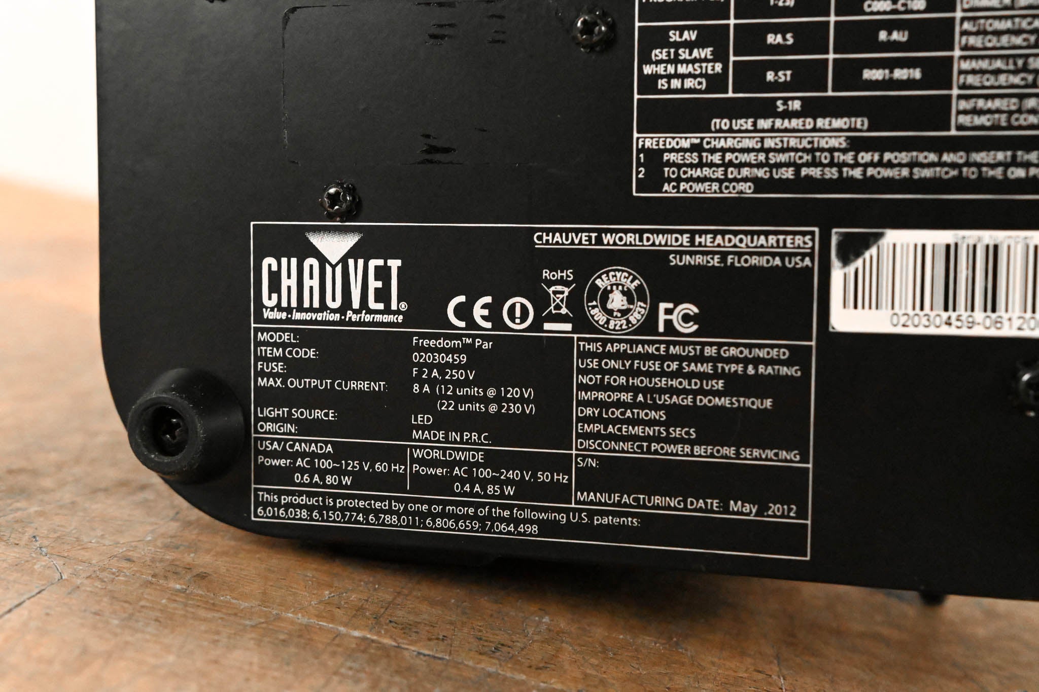 Chauvet Freedom Par RGBA Wireless LED Par