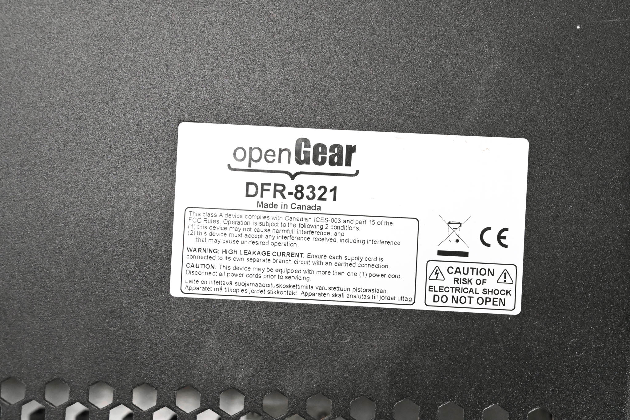 OpenGear DFR-8321 2RU Modular Frame