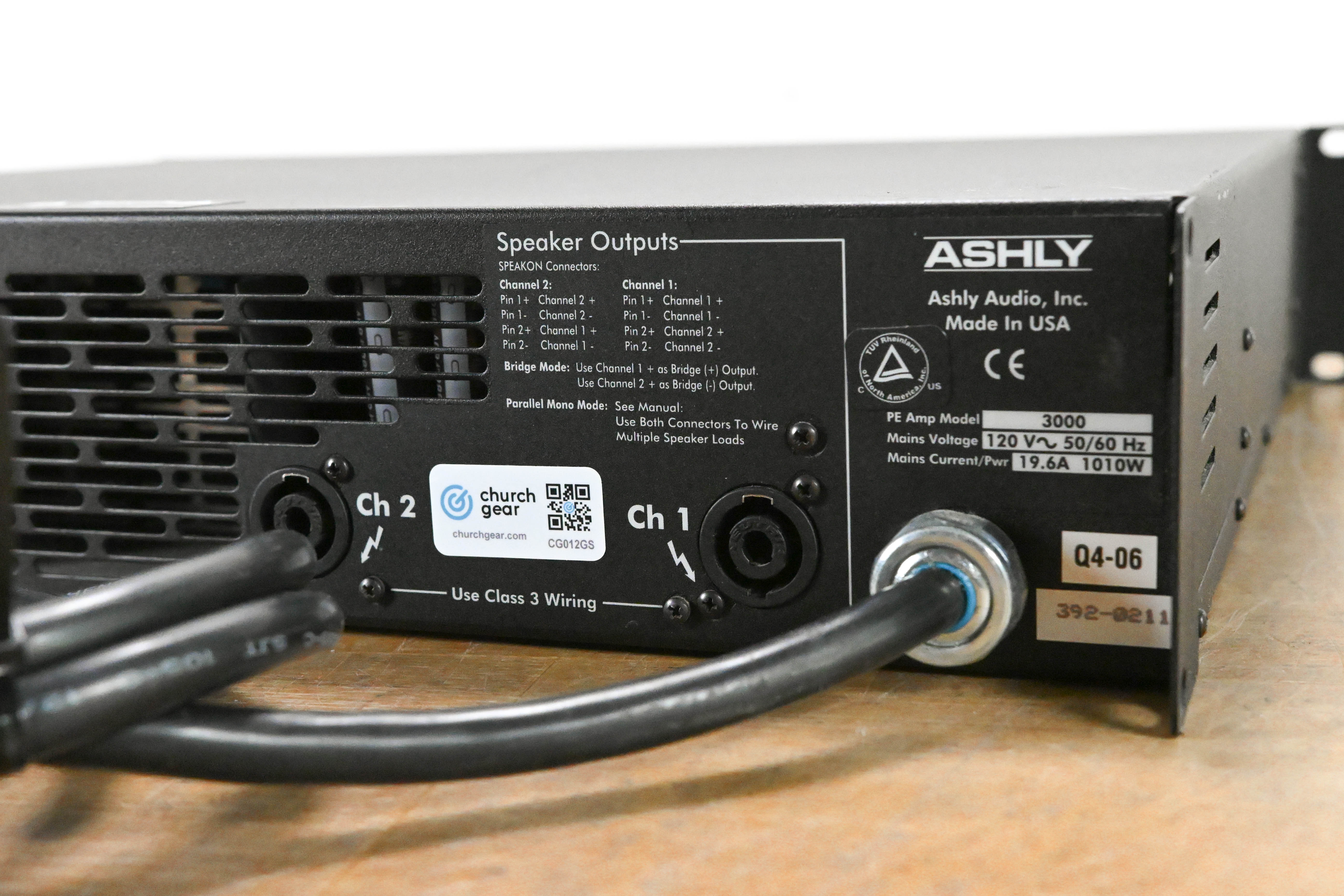 Ashly PE-3000 2-Channel Protea-Enabled 1500W Power Amplifier
