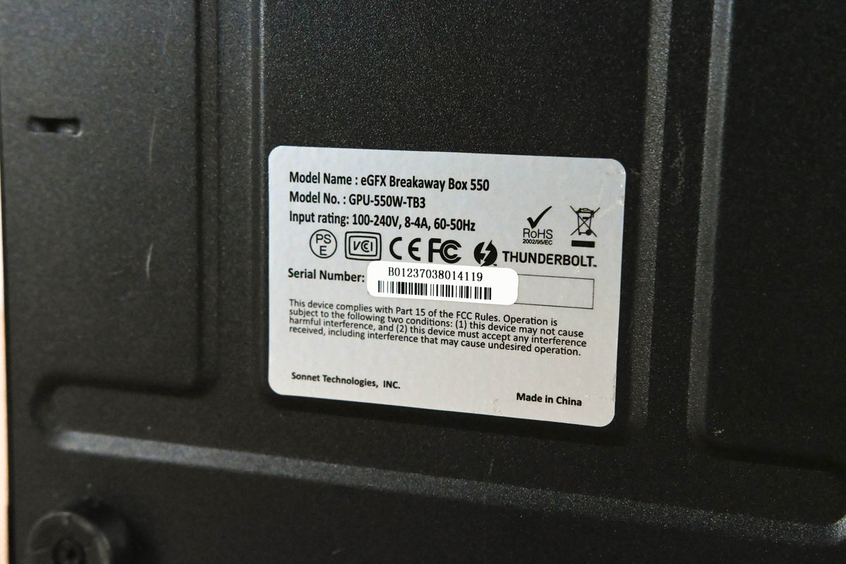 Sonnet GPU-550W-TB3 eGFX Breakaway Box with 550W Power Supply