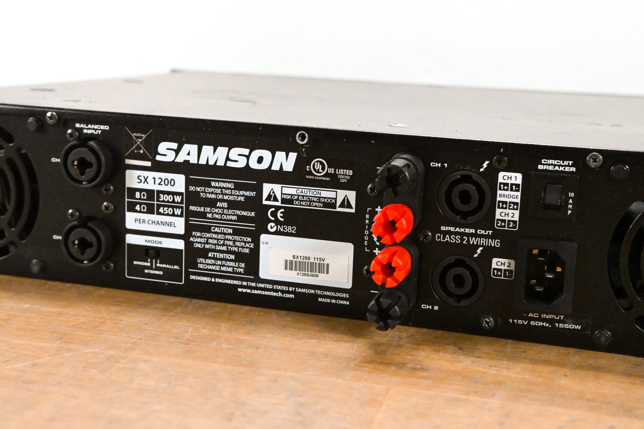 Samson SX1200 2-Channel Rack-Mount Power Amplifier