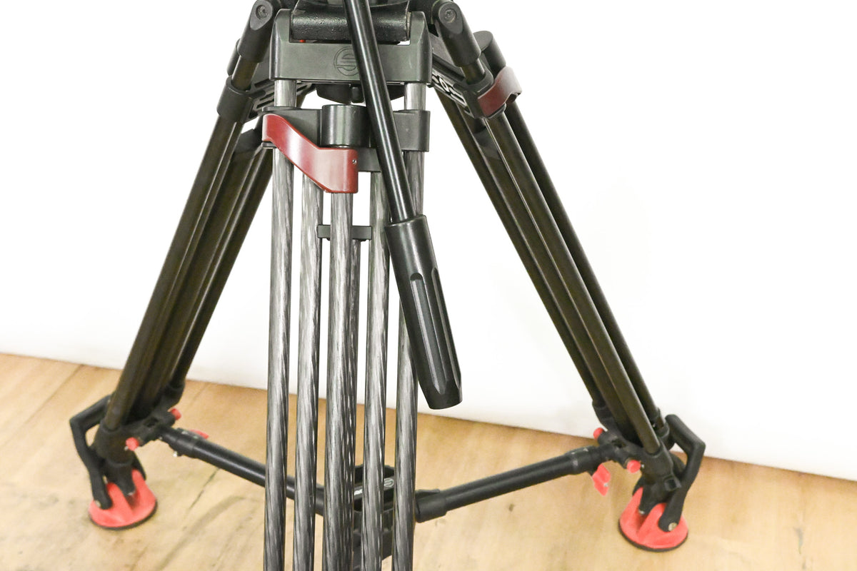 Sachtler DV-12 Fluid Head w/ Speed Lock CF Tripod & Mid-Level Spreader