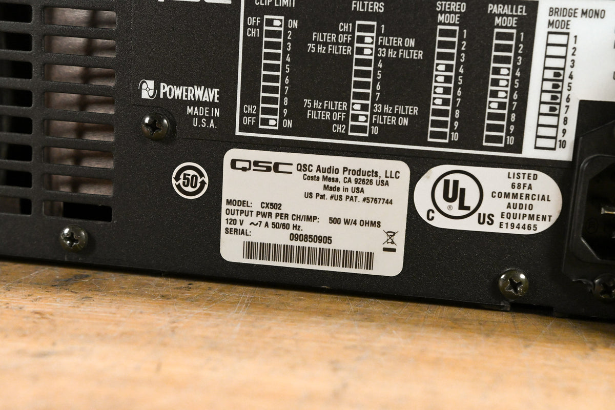 QSC CX502 2-Channel Power Amplifier
