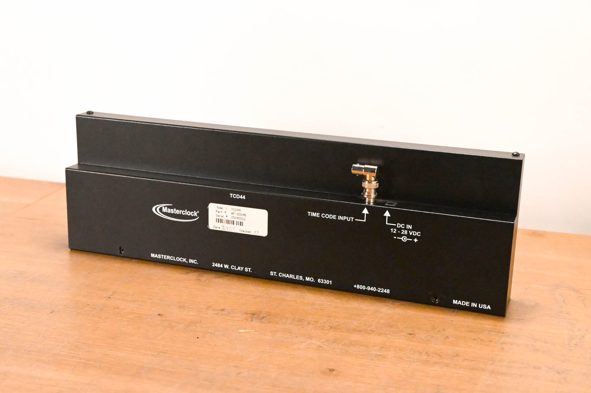 Masterclock TCD44 Time Code Display Studio Clock (NO POWER SUPPLY)