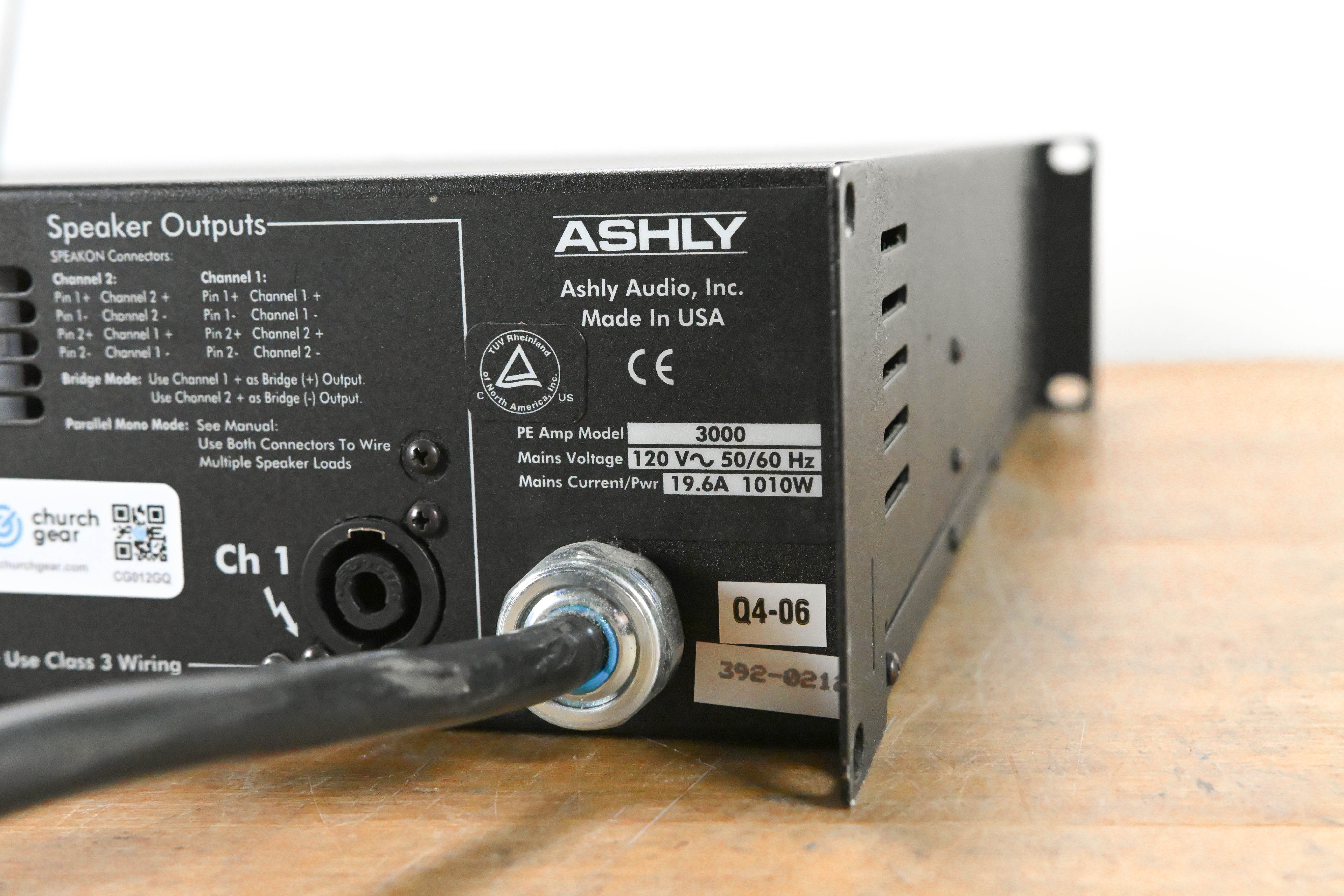 Ashly PE-3000 2-Channel Protea-Enabled 1500W Power Amplifier