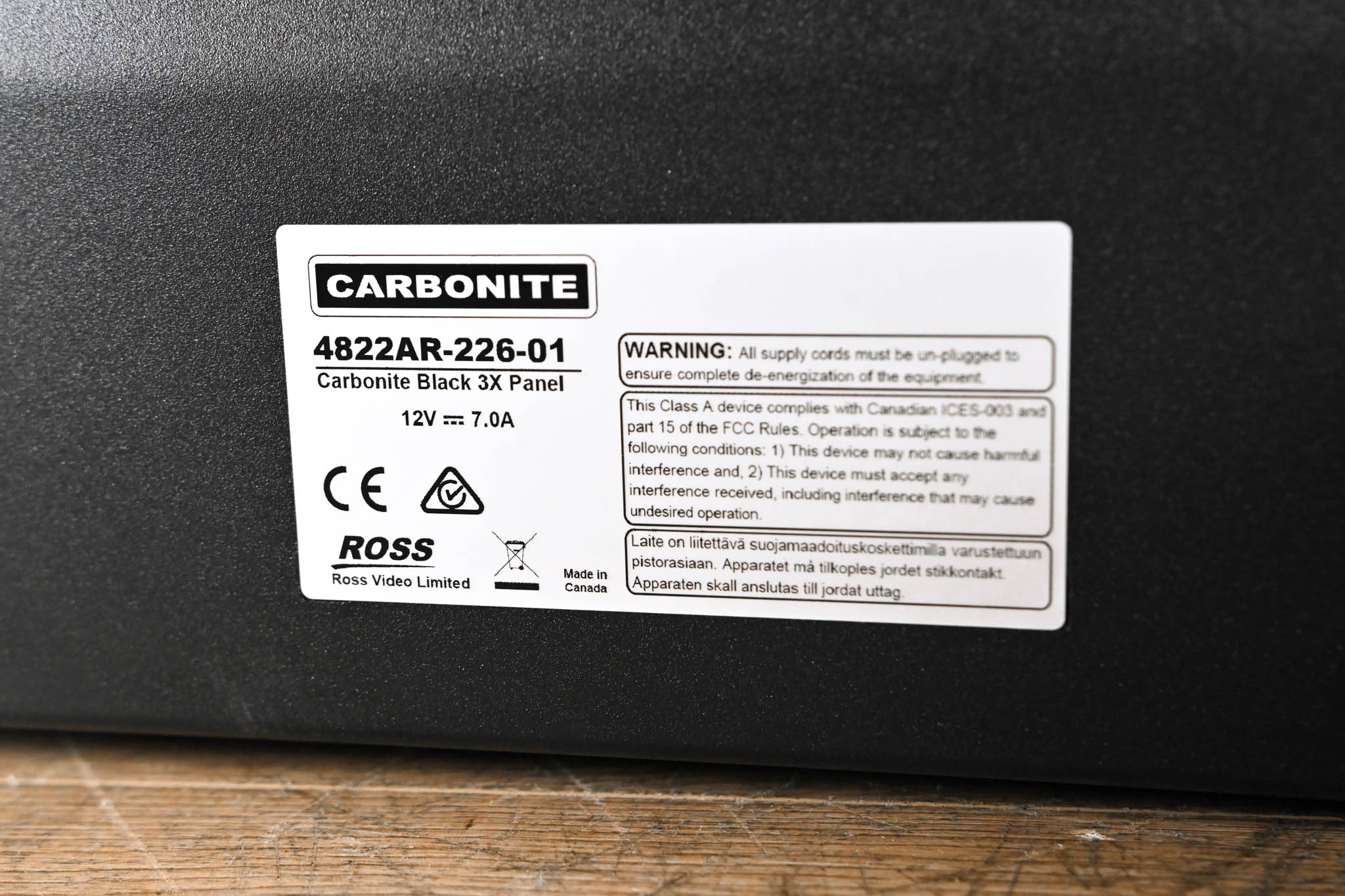 Ross Carbonite Black 236 3 ME Video Switcher w/ Carbonite Black 3X Panel