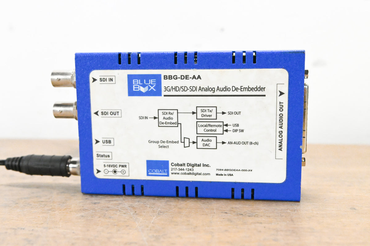Cobalt Blue Box BBG-DE-AA 3G/HD/SD-SDI Analog Audio De-Embedder