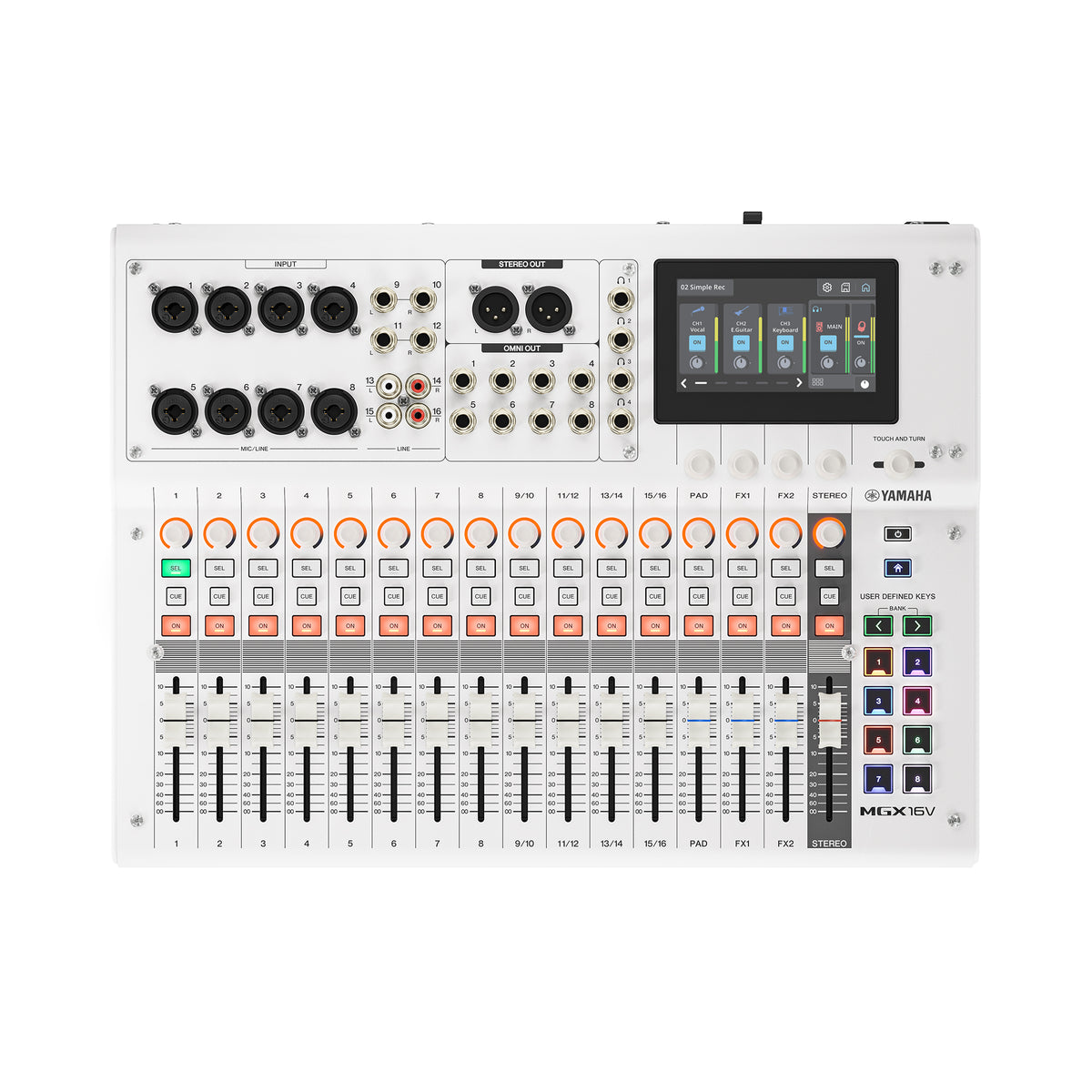 22ch Digital Mixing Console, dual USB-C audio/video interface, white finish