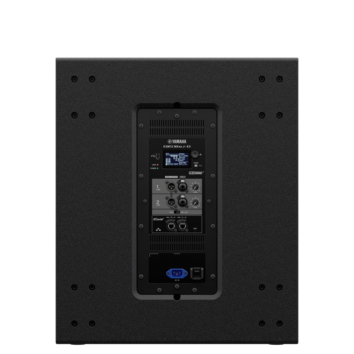 Powered subwoofer Dante enabled 1 x 18 1600W 30-150Hz 1-3/8 pole mount black finish